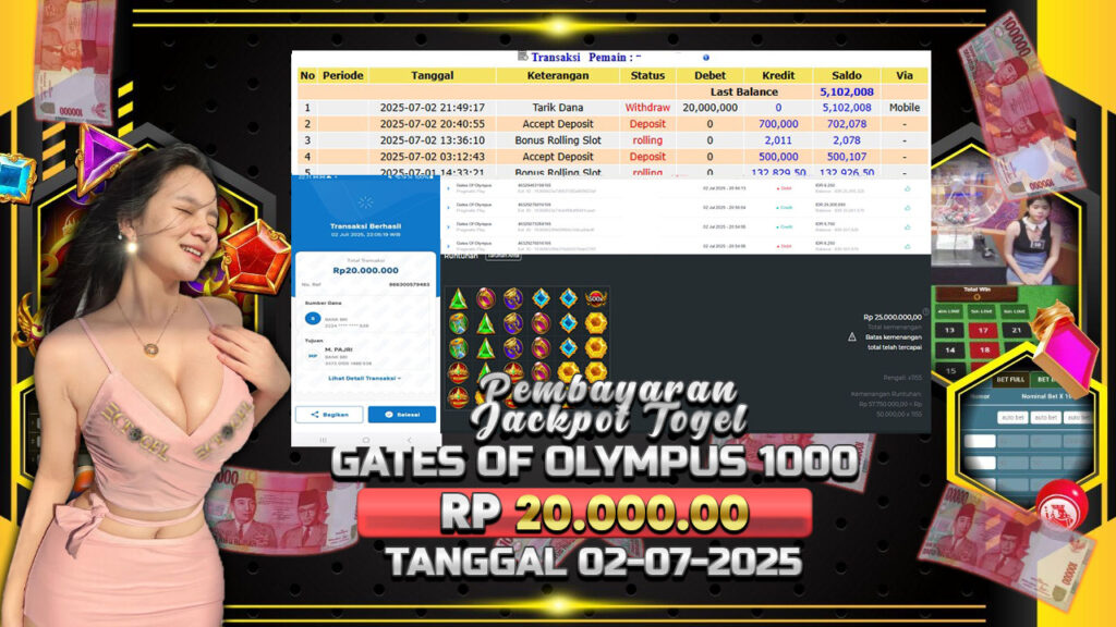 BUKTI JACKPOT SLOT GATES OF OLYMPUS 1000 TERPERCAYA DI INDONESIA TGL 02-07-2025