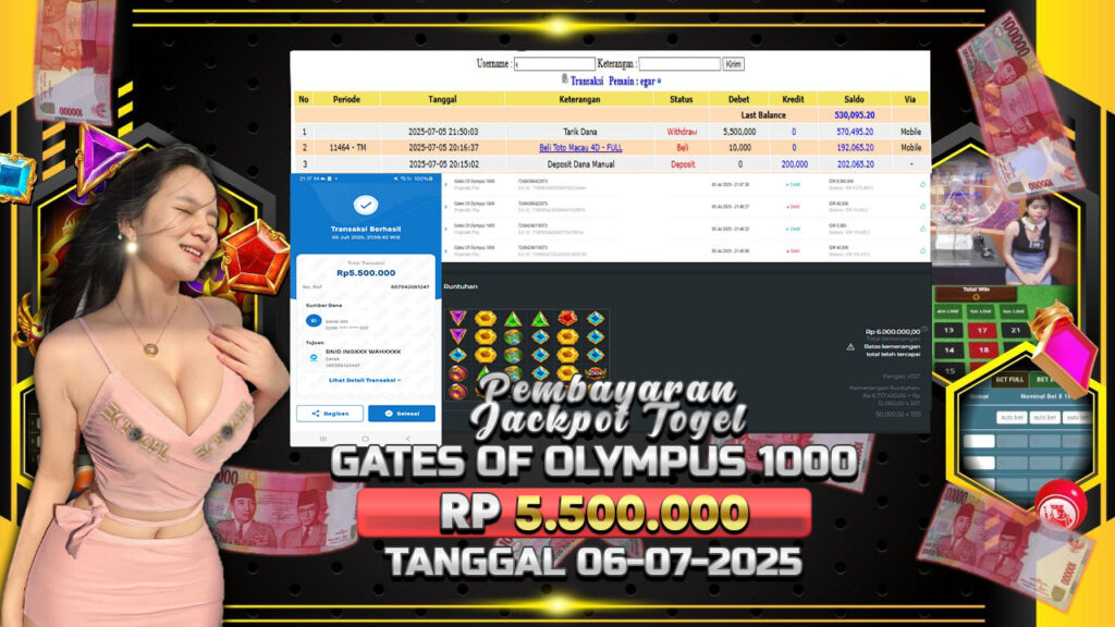 BUKTI JACKPOT SLOT GATES OF OLYMPUS 1000 TERPERCAYA DI INDONESIA TGL 06-07-2025