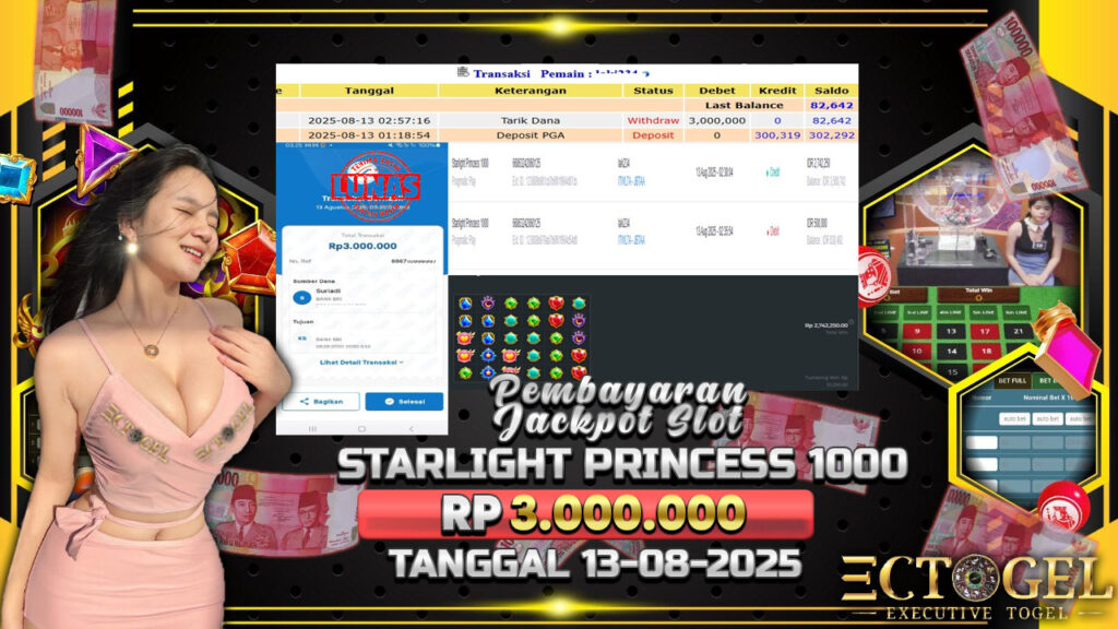 BUKTI JACKPOT SLOT STARLIGHT PRINCESS 1000 TERPERCAYA DI INDONESIA TGL 13-08-2025