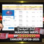 BUKTI JACKPOT SLOT MAHJONG WAYS TERPERCAYA DI INDONESIA TGL  20-08-2025