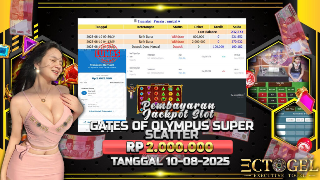 BUKTI JACKPOT SLOT GATES OF OLYMPUS SUPER SCATTER TERPERCAYA DI INDONESIA TGL 10-08-2025