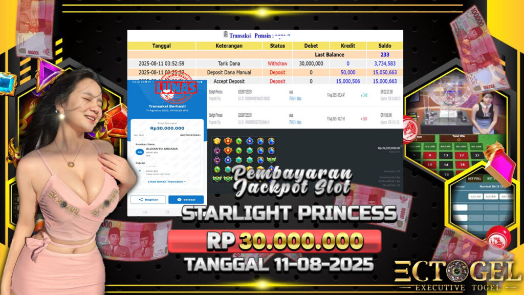 BUKTI JACKPOT SLOT STARLIGHT PRINCESS TERPERCAYA DI INDONESIA TGL 11-08-2025