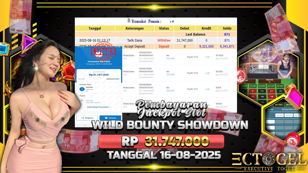 BUKTI JACKPOT SLOT WILD BOUNTY SHOWDOWN TERPERCAYA DI INDONESIA TGL 16-08-2025