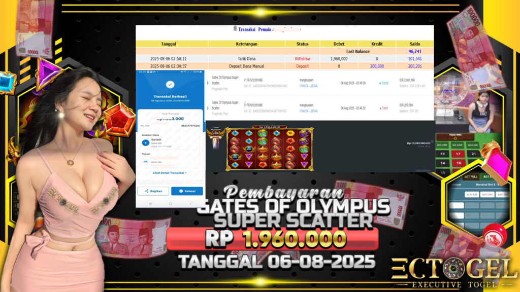 BUKTI JACKPOT SLOT GATES OF OLYMPUS SUPER SCATTER TERPERCAYA DI INDONESIA TGL 06-08-2025