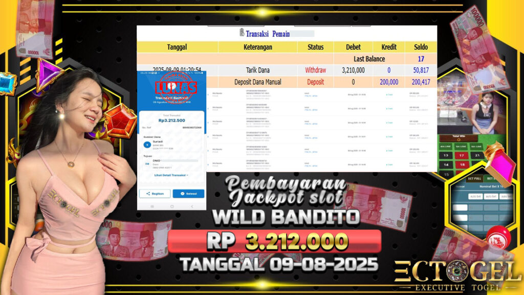 BUKTI JACKPOT SLOT WILD BANDITO TERPERCAYA DI INDONESIA TGL 09-08-2025