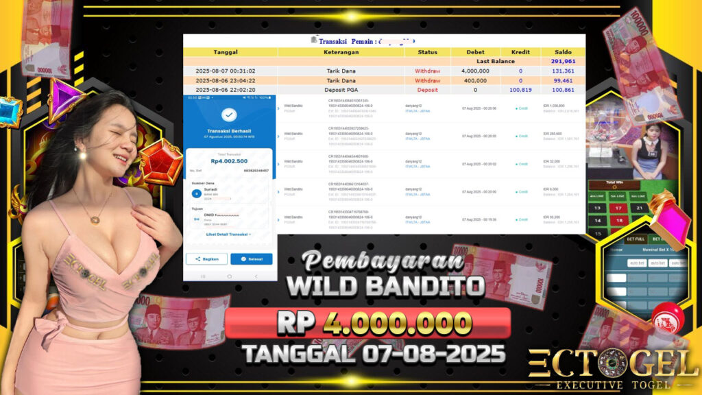 BUKTI JACKPOT SLOT WILD BANDITO TERPERCAYA DI INDONESIA TGL 07-08-2025