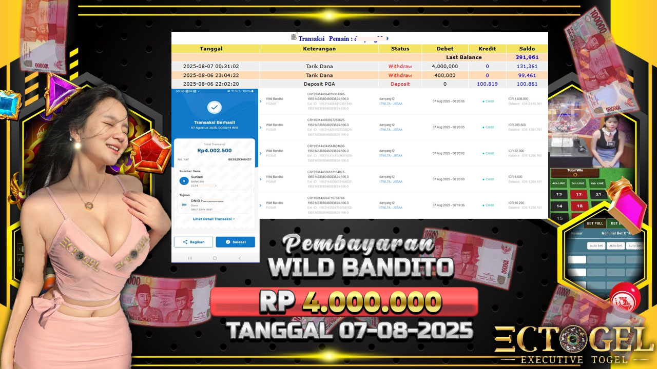 BUKTI JACKPOT SLOT WILD BANDITO TERPERCAYA DI INDONESIA TGL 07-08-2025