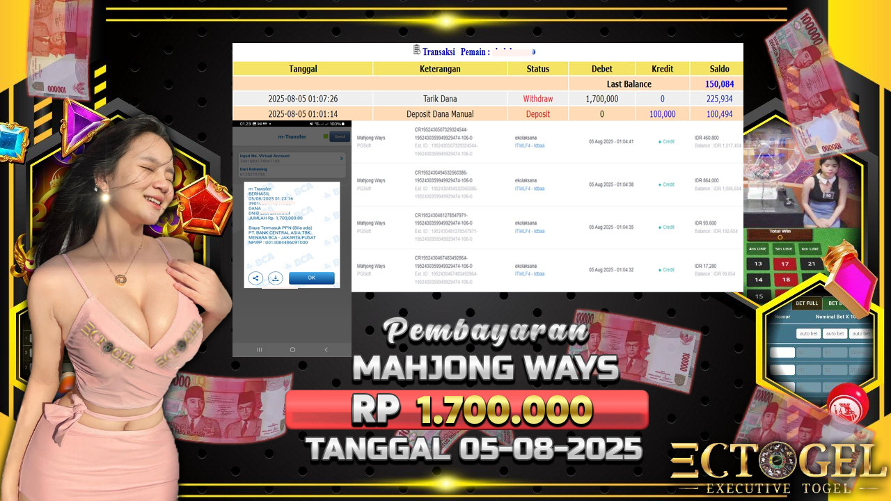 BUKTI JACKPOT SLOT MAHJONG WAYS TERPERCAYA DI INDONESIA TGL 05-08-2025